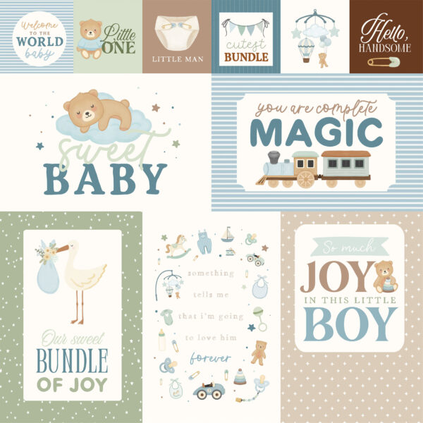 Carta Bella Little Lullbies Baby Boy 12X12 Multi Journaling Cards