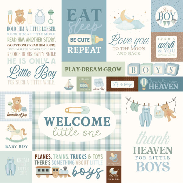 Carta Bella Little Lullbies Baby Boy 12X12 Baby Boy Journaling Cards