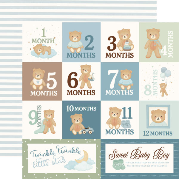 Carta Bella Little Lullbies Baby Boy 12X12 Monthly Journaling Cards Carta Bella Little Lullbies Baby Boy 12X12 Monthly Journaling Cards