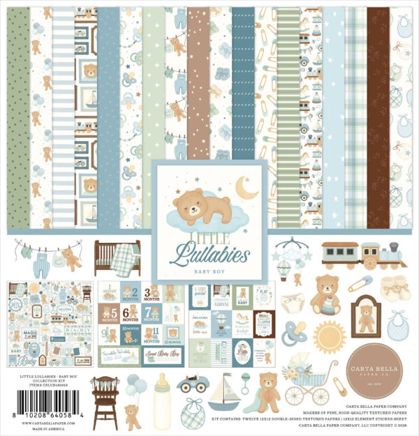 Carta Bella Little Lullabies Baby Boy Collection Kit Carta Bella Little Lullabies Baby Boy Collection Kit