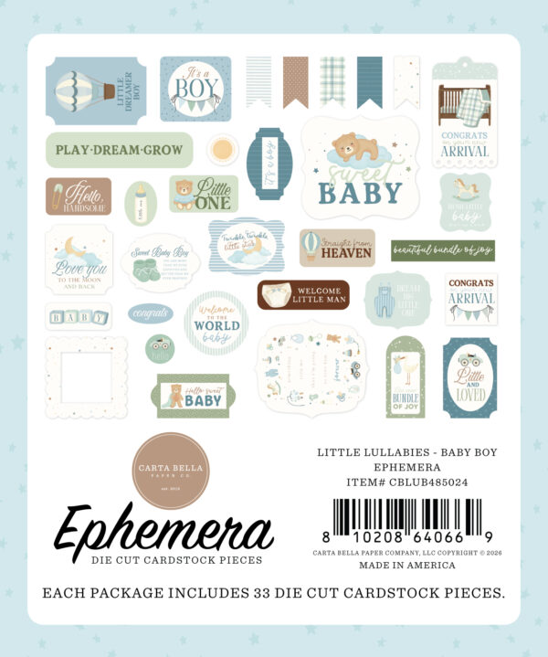 Carta Bella Little Lullabies Baby Boy Ephemera