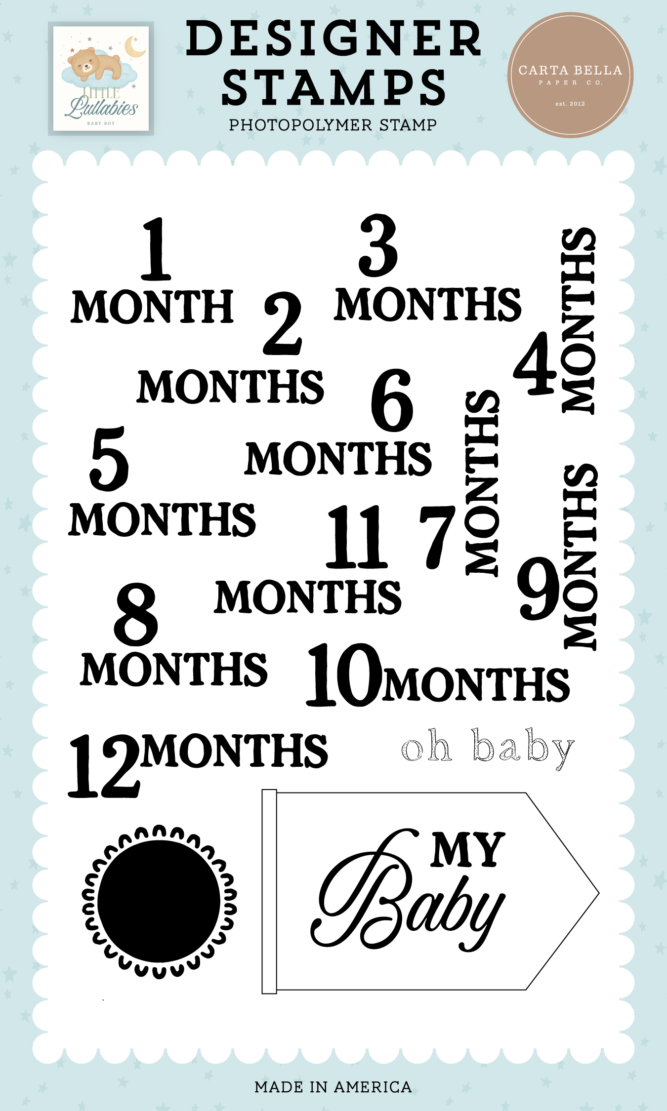 Carta Bella Little Lullbies Baby Boy Stamp Oh Baby Months