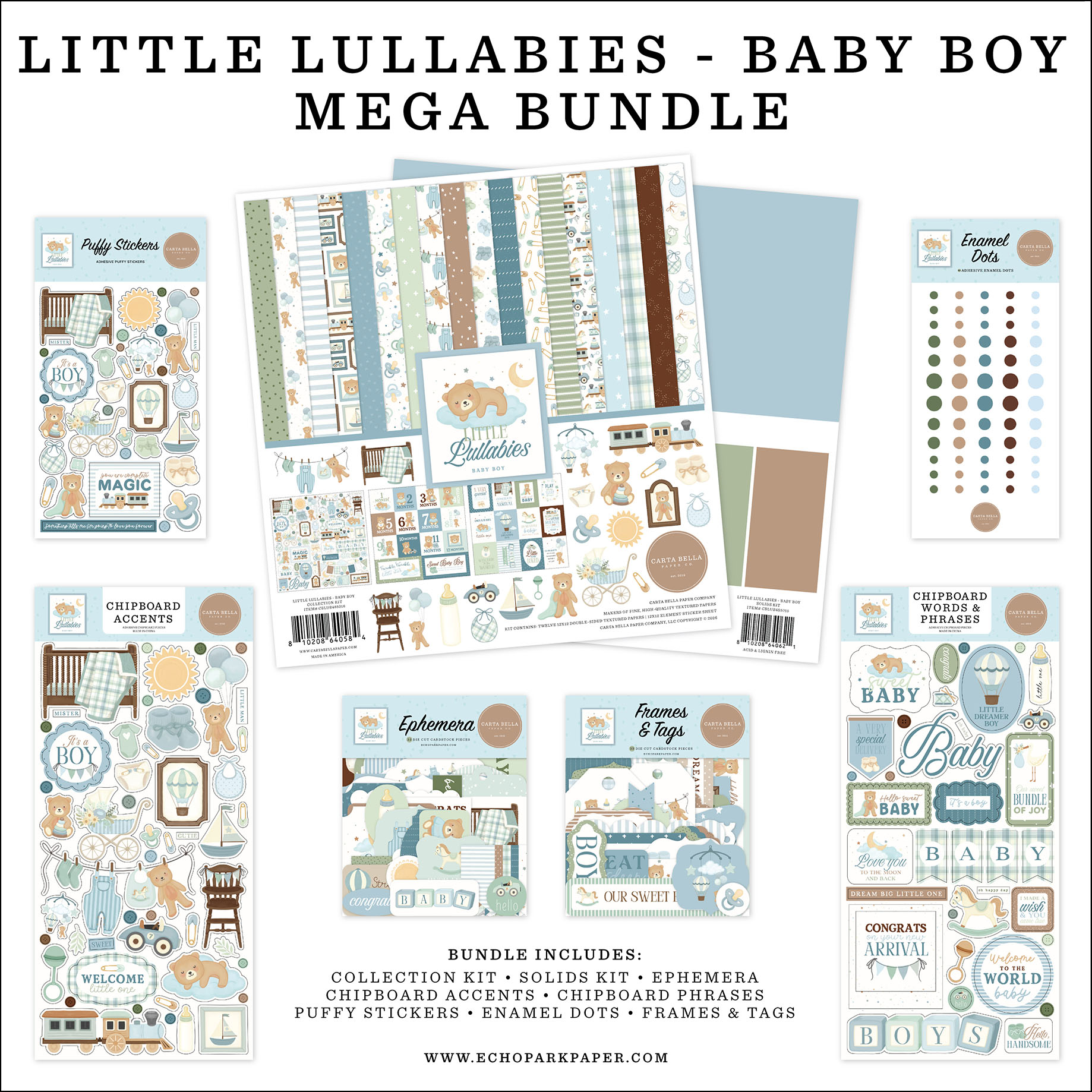 Carta Bella Lullabies Baby Boy Mega Bundle
