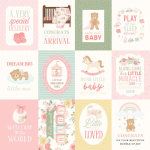 Carta Bella Little Lullbies Baby Girl 12X12 3X4 Journaling Cards