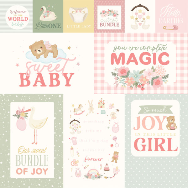 Carta Bella Little Lullbies Baby Girl 12X12 Multi Journaling Cards