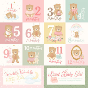 Carta Bella Little Lullbies Baby Girl 12X12 Months Journaling Cards