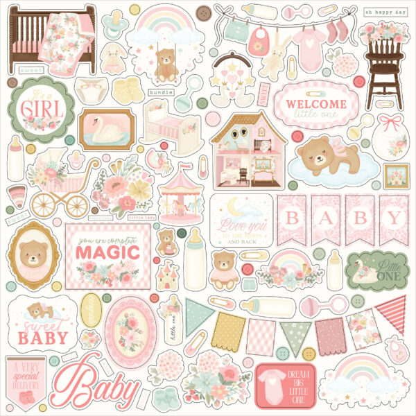Carta Bella Little Lullabies Baby Girl Element Sticker Carta Bella Little Lullabies Baby Girl Element Sticker