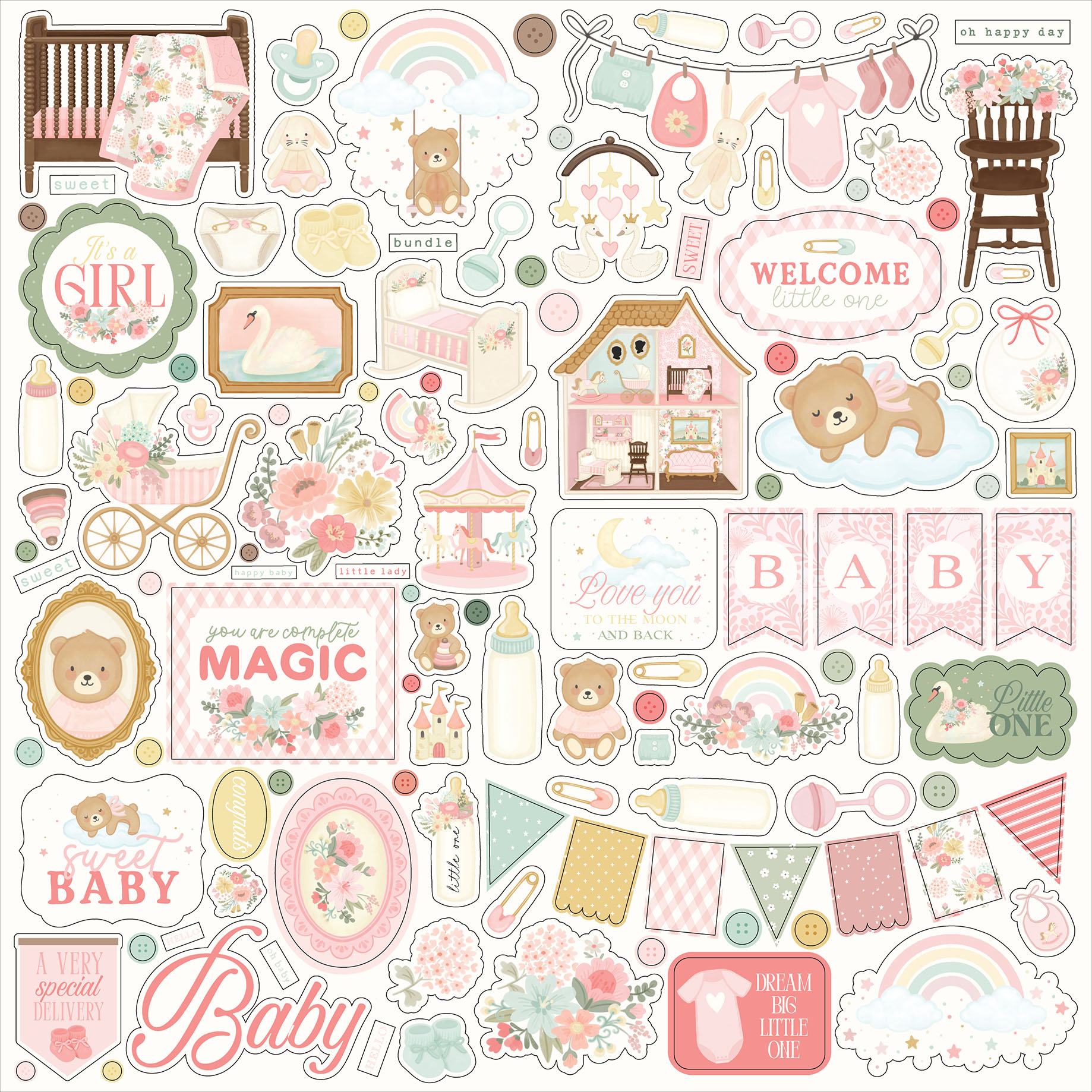 Carta Bella Little Lullabies Baby Girl Element Sticker