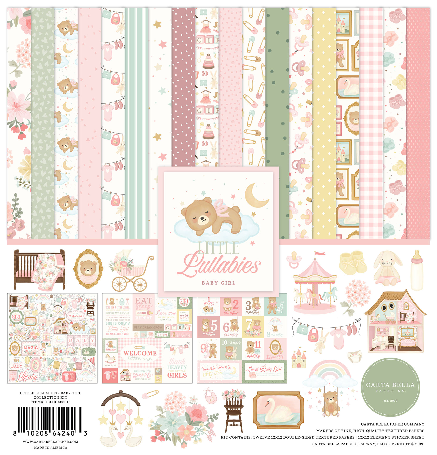 Carta Bella Little Lullabies Baby Girl Collection Kit