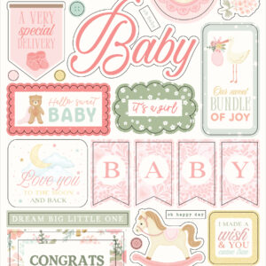 Carta Bella Little Lullabies Baby Girl 6X13 Chipboard Words & Phrases