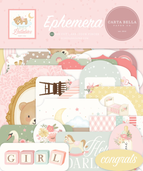 Carta Bella Little Lullabies Baby Girl Ephemera