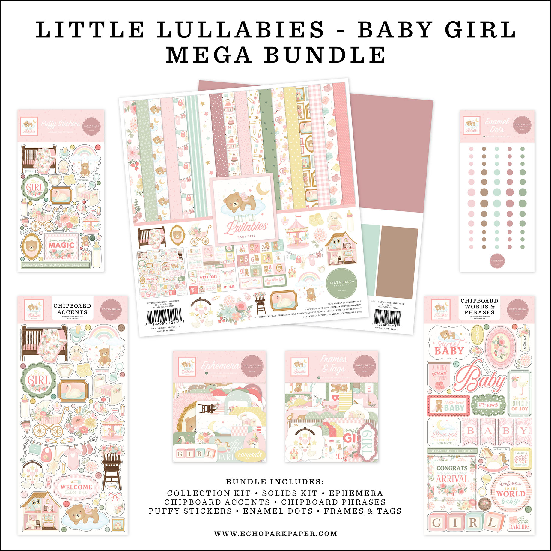 Carta Bella Little Lullabies Baby Girl Mega Bundle