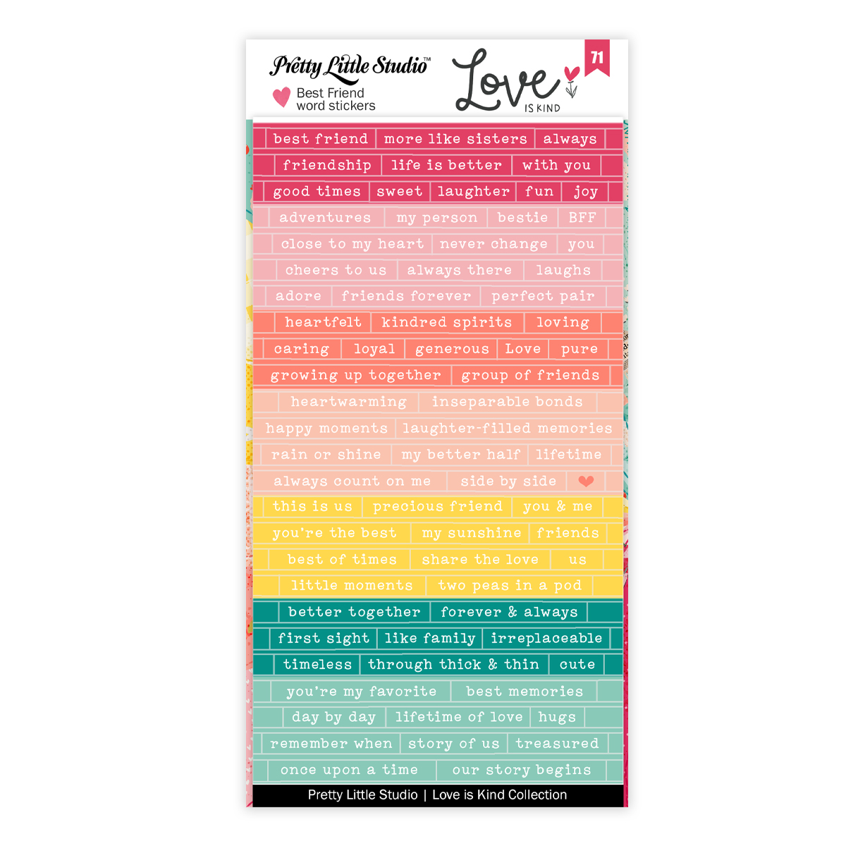 Pretty Little Studio Love Is Kind Stickers Best Friend Word Rainbow