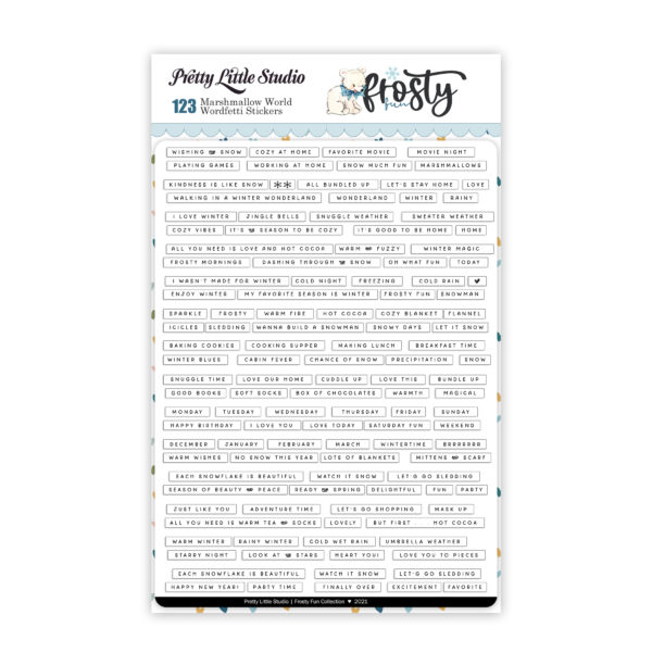 Pretty Little Studio Frosty & Friends Stickers Marshmallow World Wordfetti Color