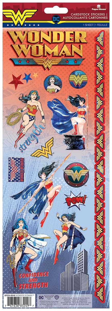 PAPER HOUSE CARDSTOCK STKR WONDER WOMAN