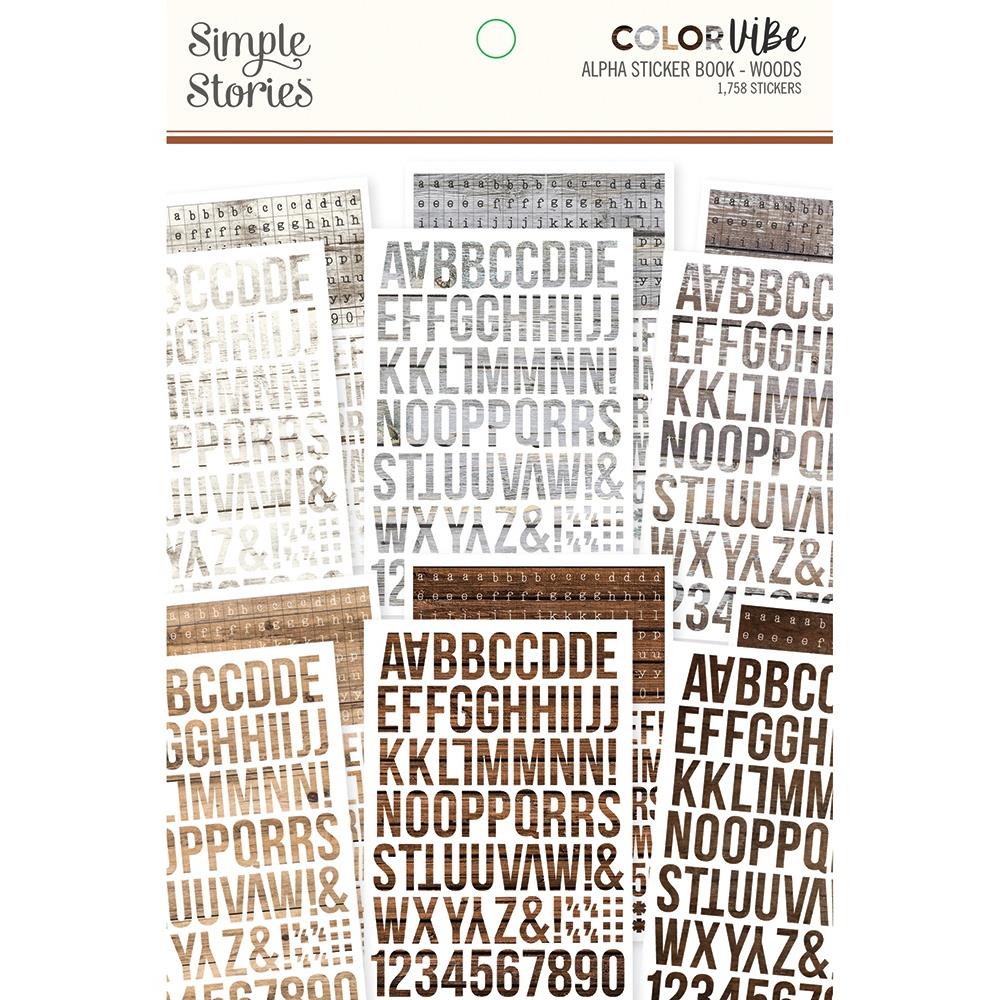 SIMPLE STORIES COLOR VIBE 6X8 ALPHA STICKERS WOODS