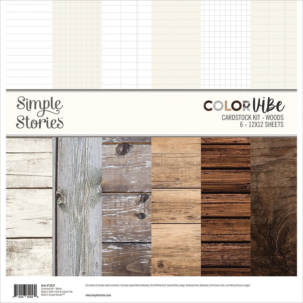 SIMPLE STORIES COLOR VIBE 12X12 CARDSTOCK KIT WOODS