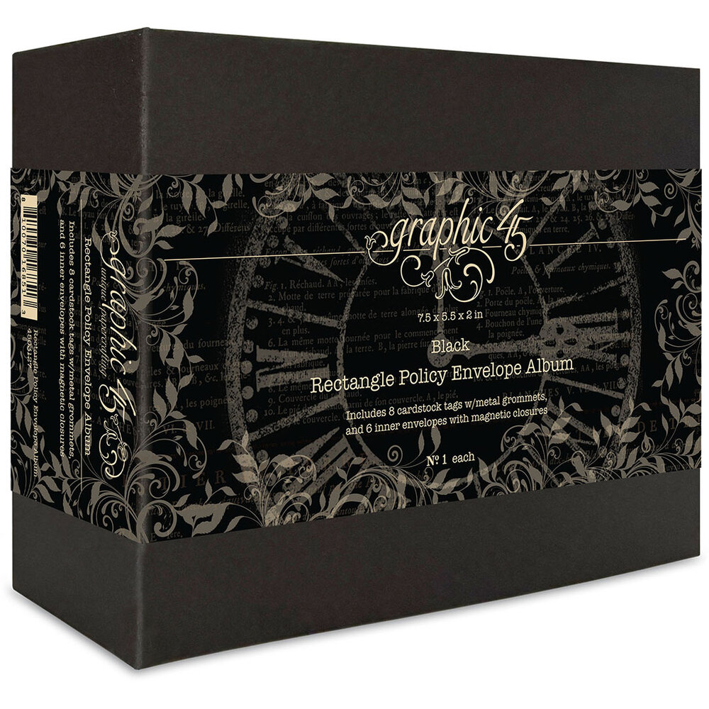 Graphic 45 Rectangle Policy Envelope Album — Black