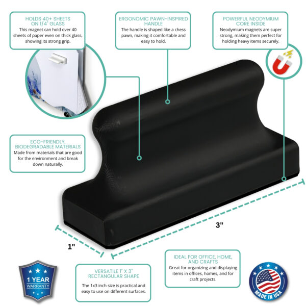 Glass Board Studios Megapawn Magnet Jet Black