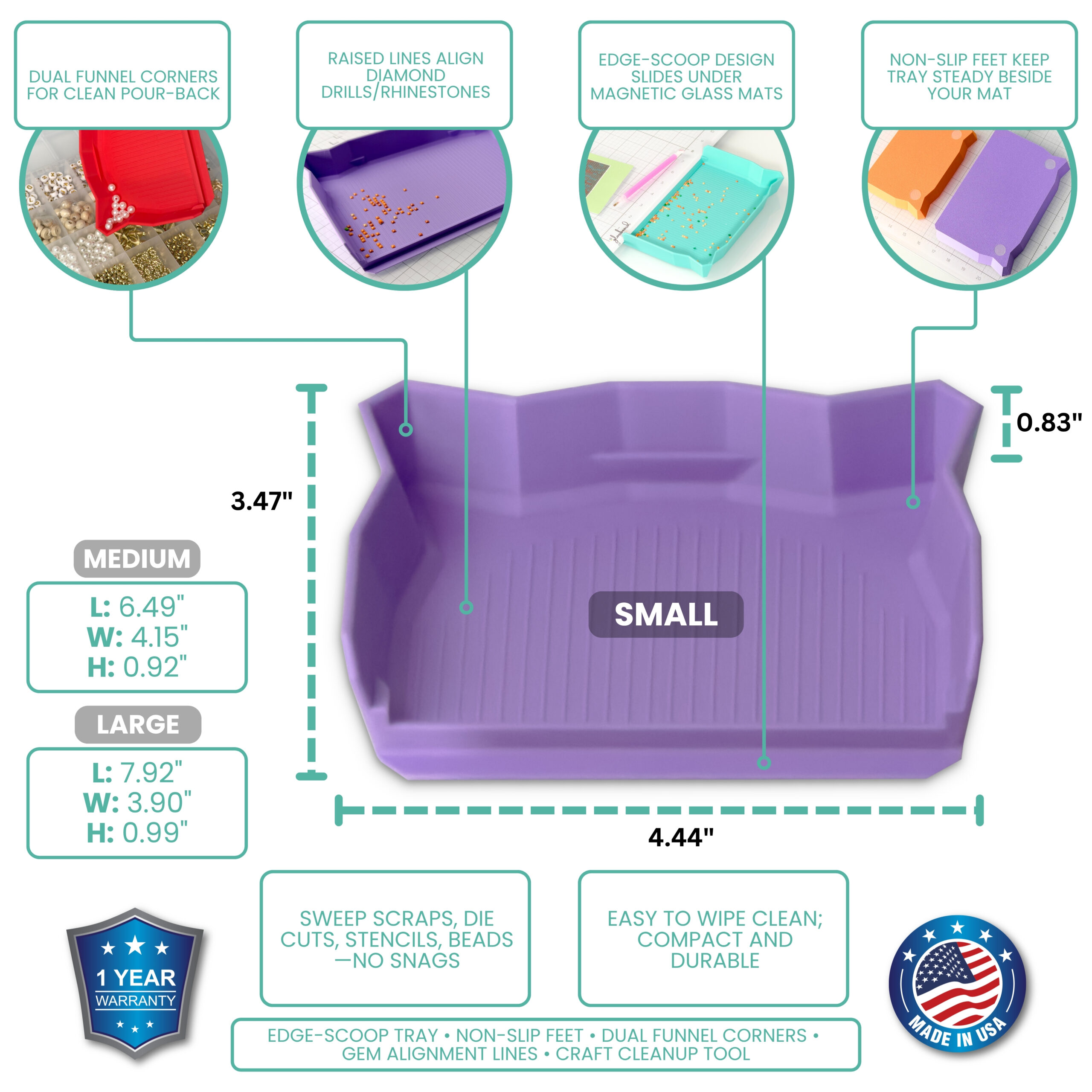 Glass Board Studios Craft Catchers (Set of 3) Periwinkle Purple