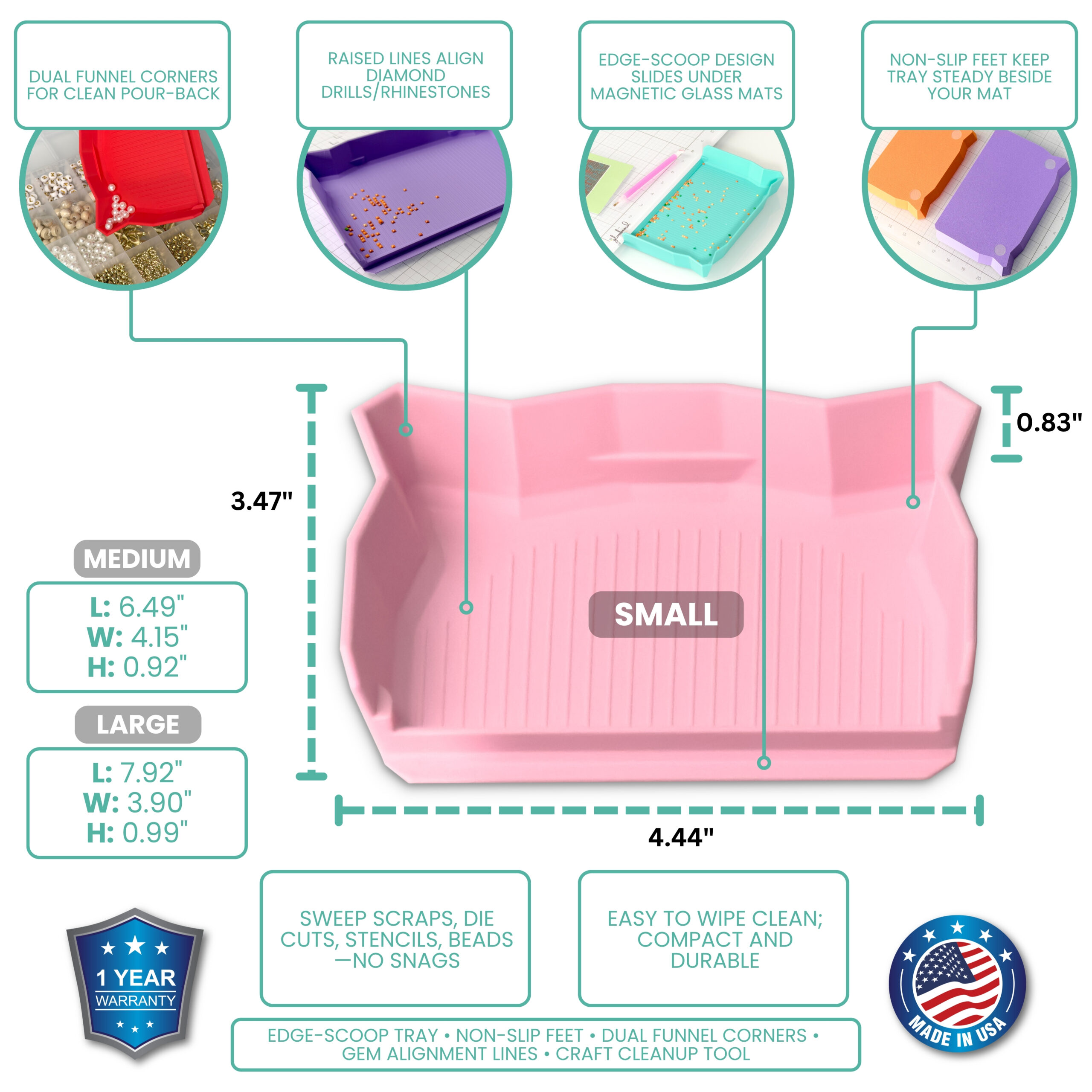 Glass Board Studios Craft Catchers (Set of 3) Blush Pink