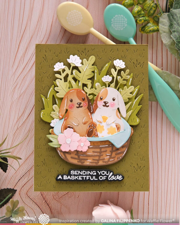 Waffle Flower Basketful of Bunny Duo Die-n-stencil