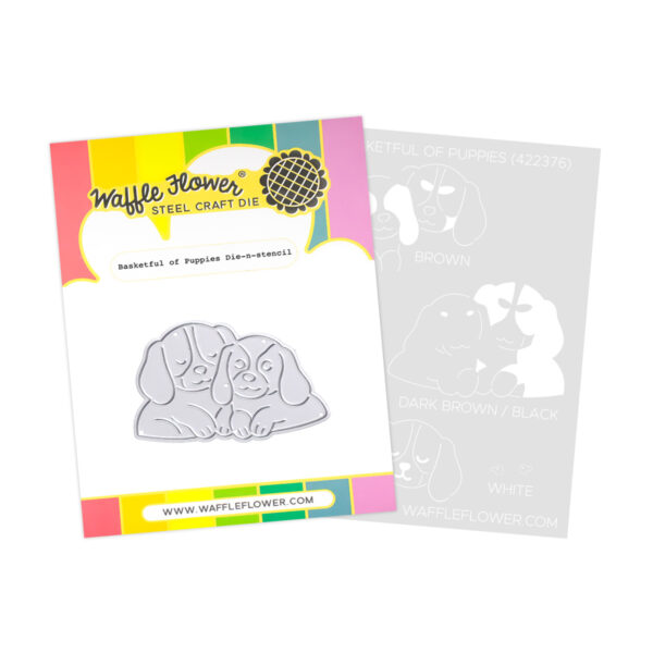 Waffle Flower Basketful of Puppies Die-n-stencil