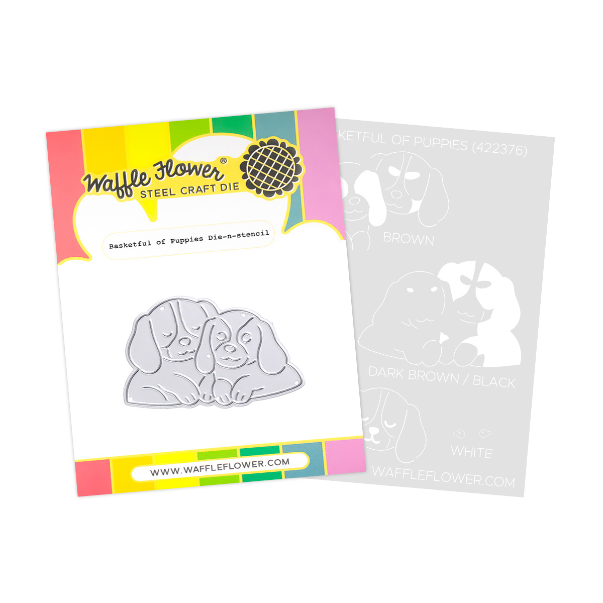 Waffle Flower Basketful of Puppies Die-n-stencil