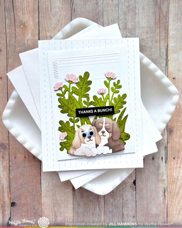 Waffle Flower Basketful of Puppies Die-n-stencil