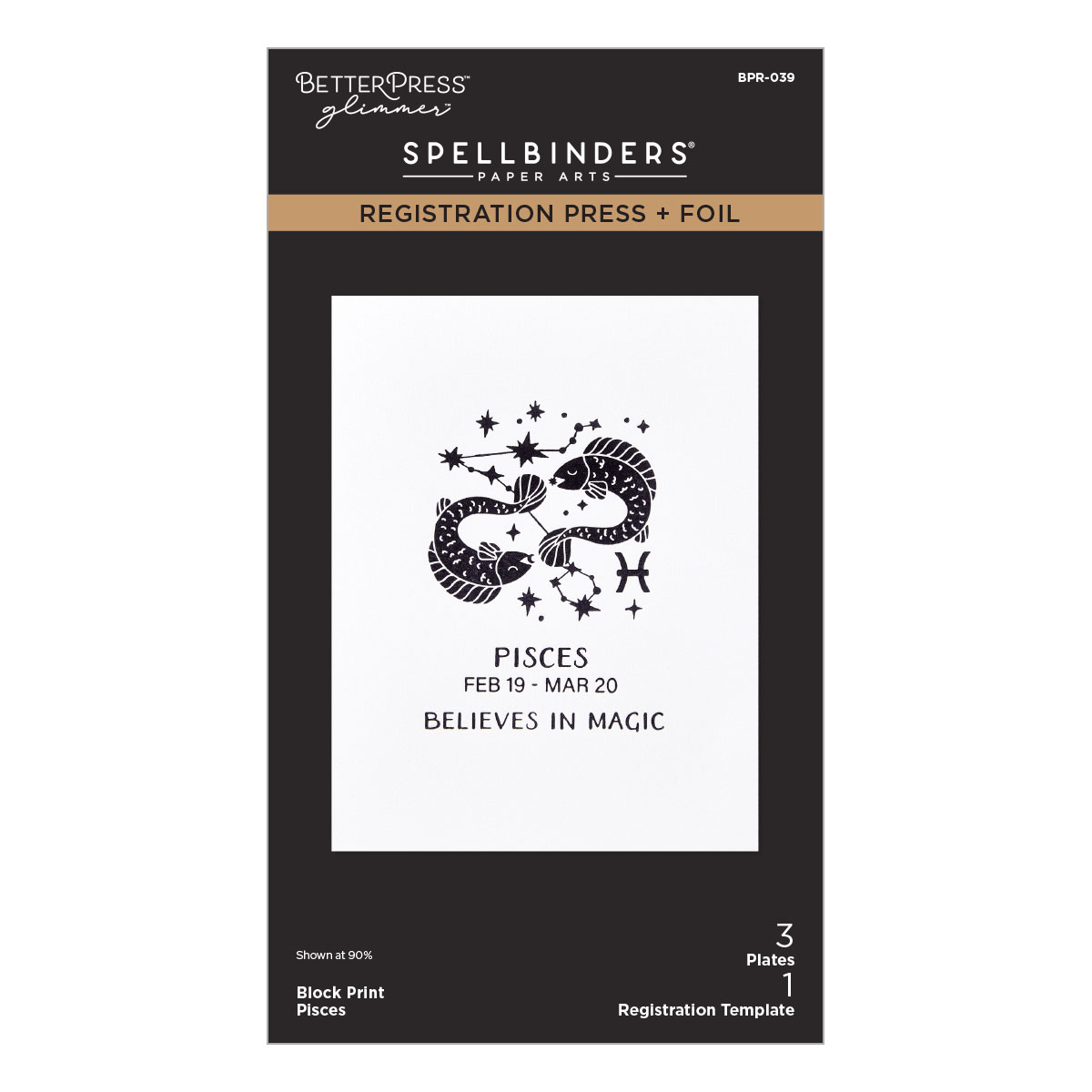 Spellbinders Block Print Pisces Registration Press + Foil Plate