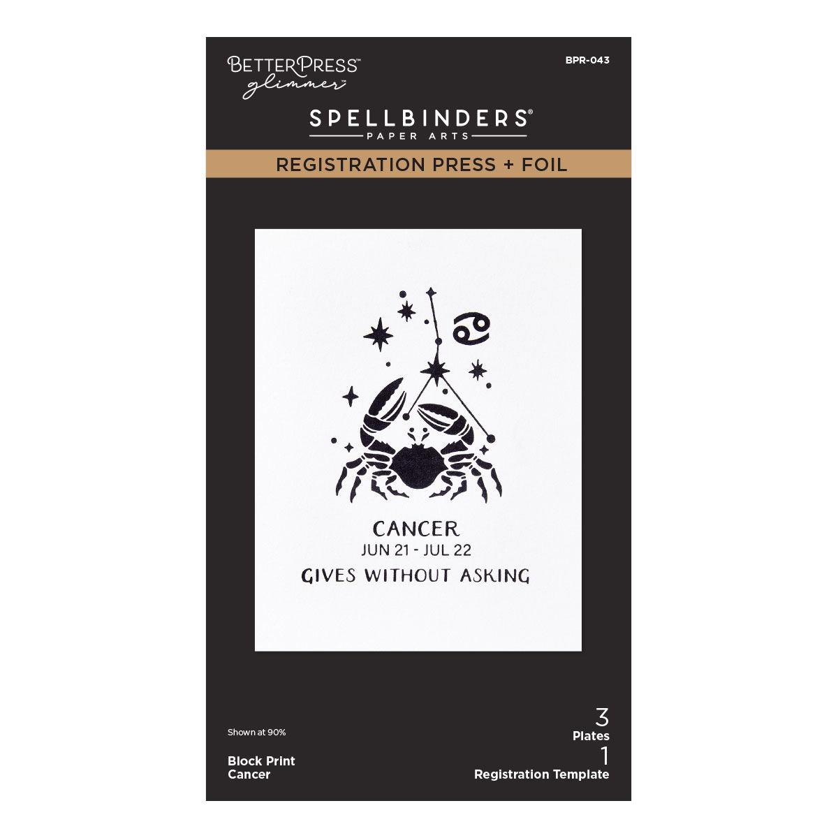 Spellbinders Block Print Cancer Registration Press + Foil Plate