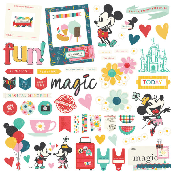 Simple Stories Say Cheese Happiest Place Chipboard Pieces