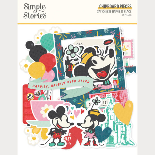Simple Stories Say Cheese Happiest Place Chipboard Pieces Simple Stories Say Cheese Happiest Place Chipboard Pieces
