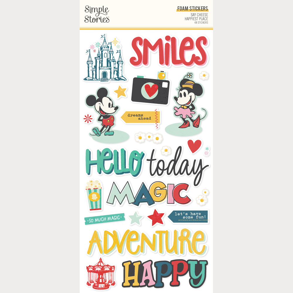 Simple Stories Say Cheese Happiest Place Foam Stickers