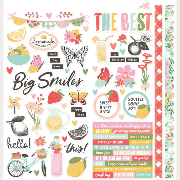 Simple Stories Pink Lemonade Cardstock Stickers Icons