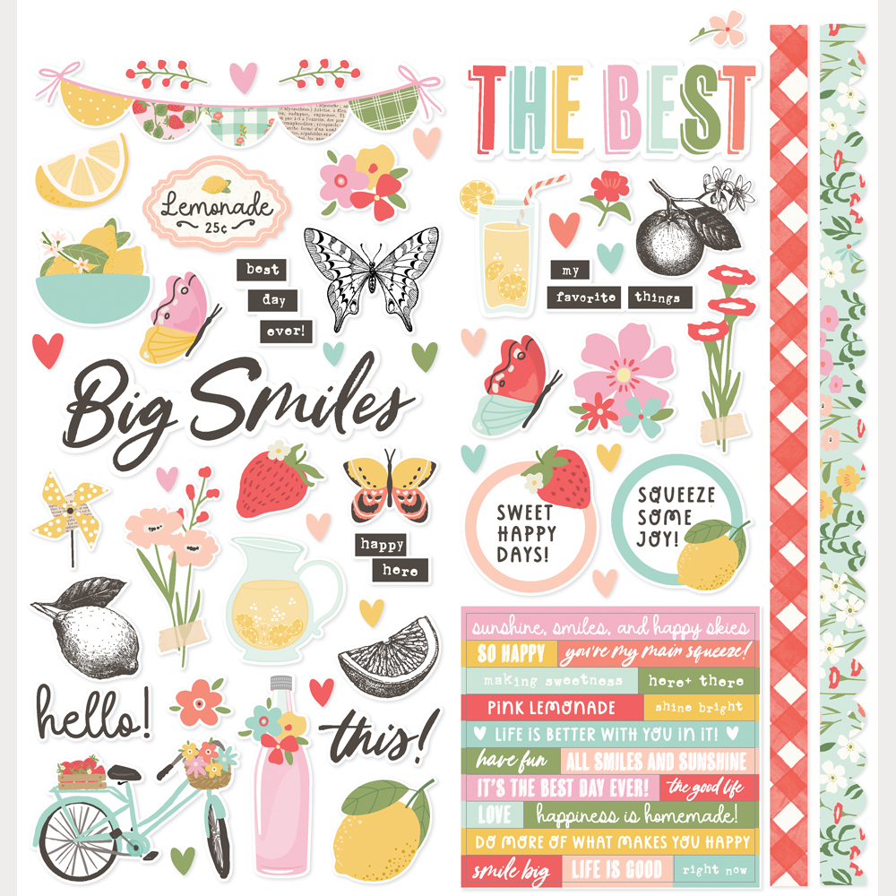 Simple Stories Pink Lemonade Cardstock Stickers Icons