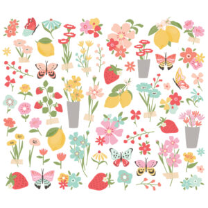 Simple Stories Pink Lemonade Floral Bits & Pieces