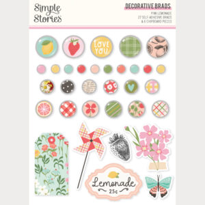 Simple Stories Pink Lemonade Decorative Brads