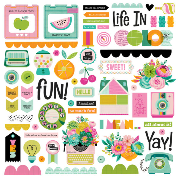 Simple Stories Color Me Happy Chipboard Pieces