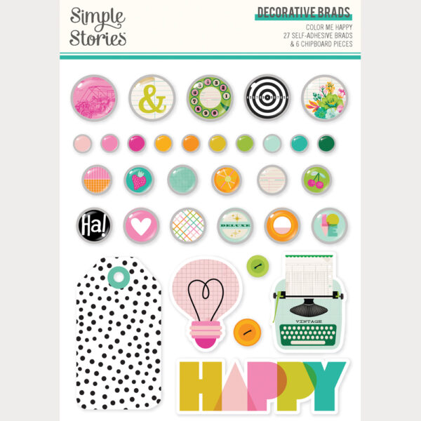 Simple Stories Color Me Happy Decorative Brads