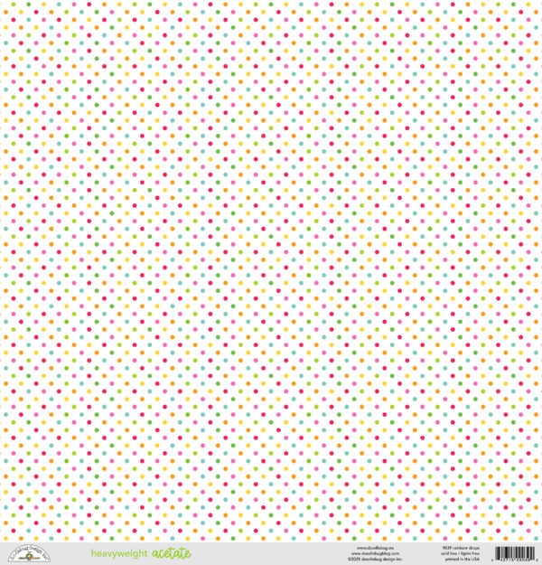 Doodlebug Lucky Me 12X12 Rainbow Drops Heavyweight Acetate