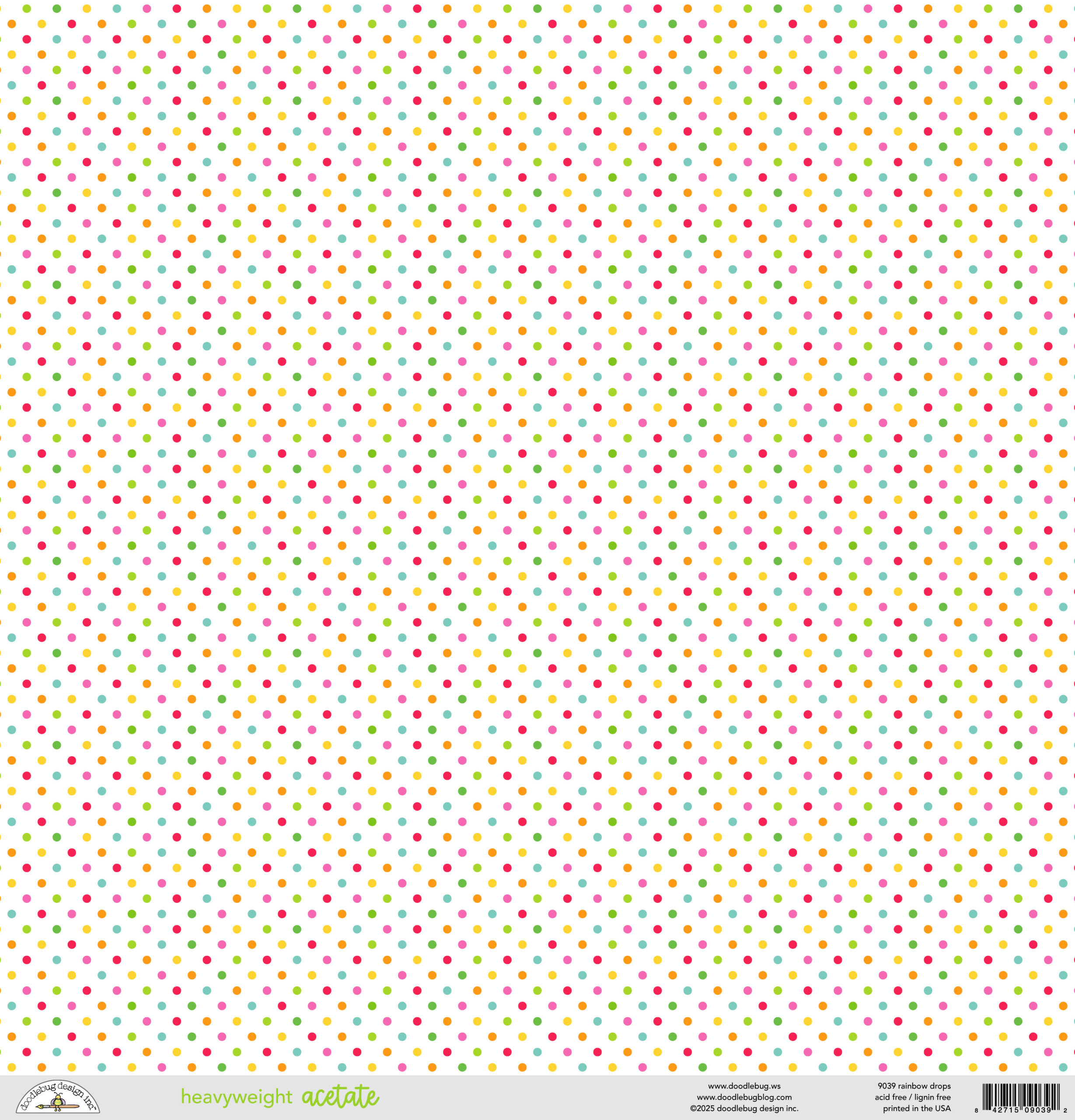 Doodlebug Lucky Me 12X12 Rainbow Drops Heavyweight Acetate