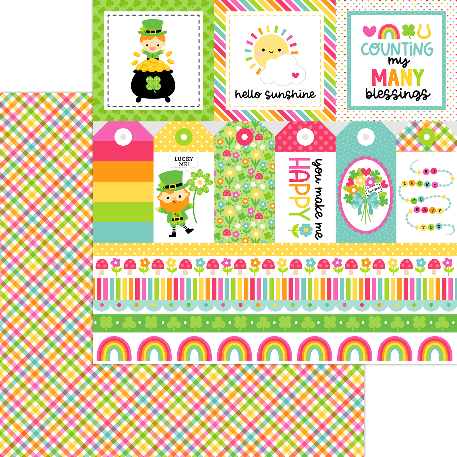 Doodlebug Lucky Me 12X12 St. Paddy's Plaid