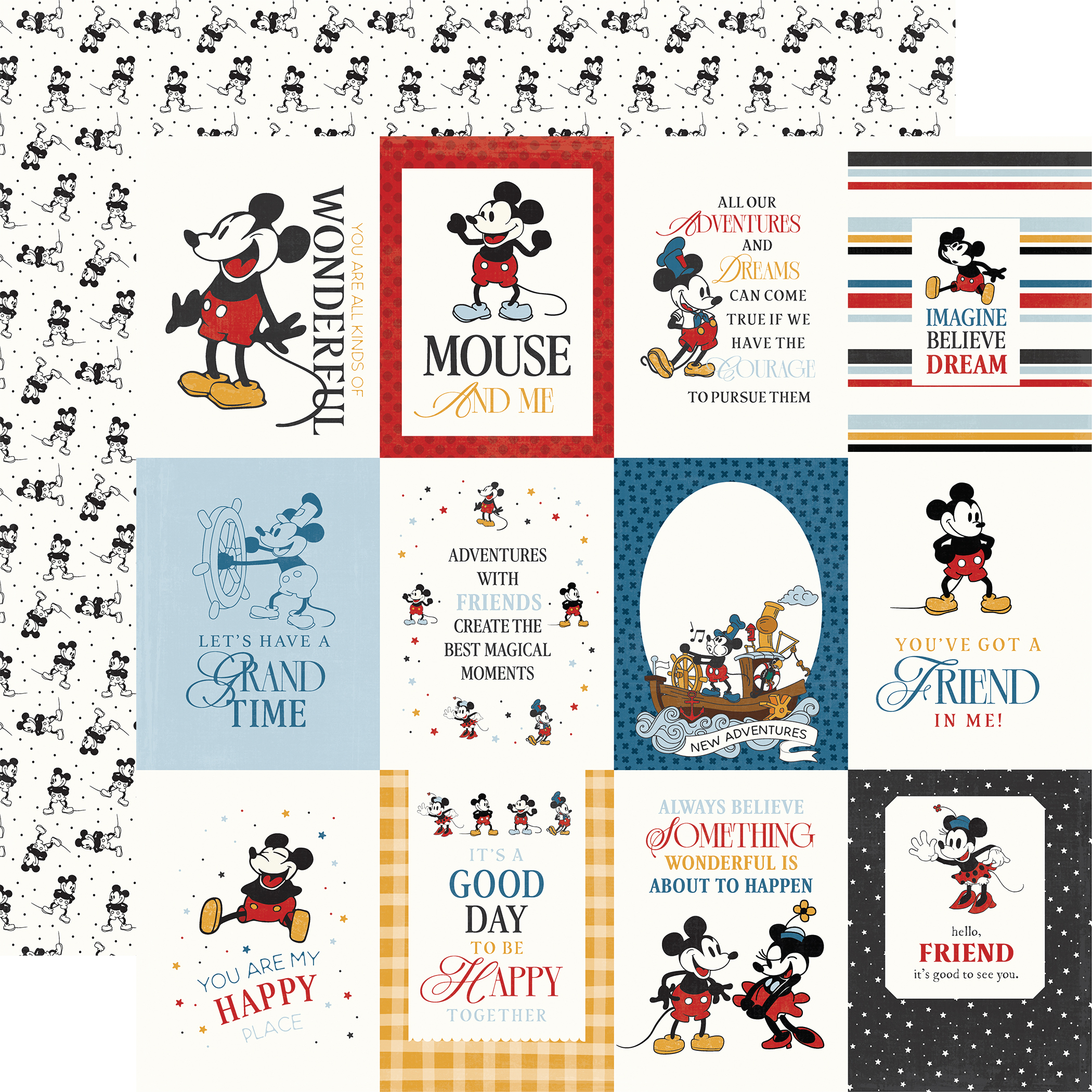 Echo Park Mouse & Me 12X12 3X4 Journaling Cards