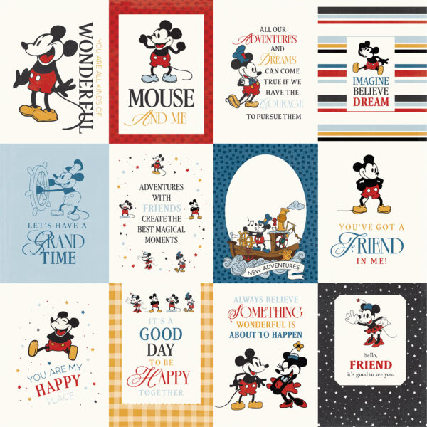 Echo Park Mouse & Me 12X12 3X4 Journaling Cards