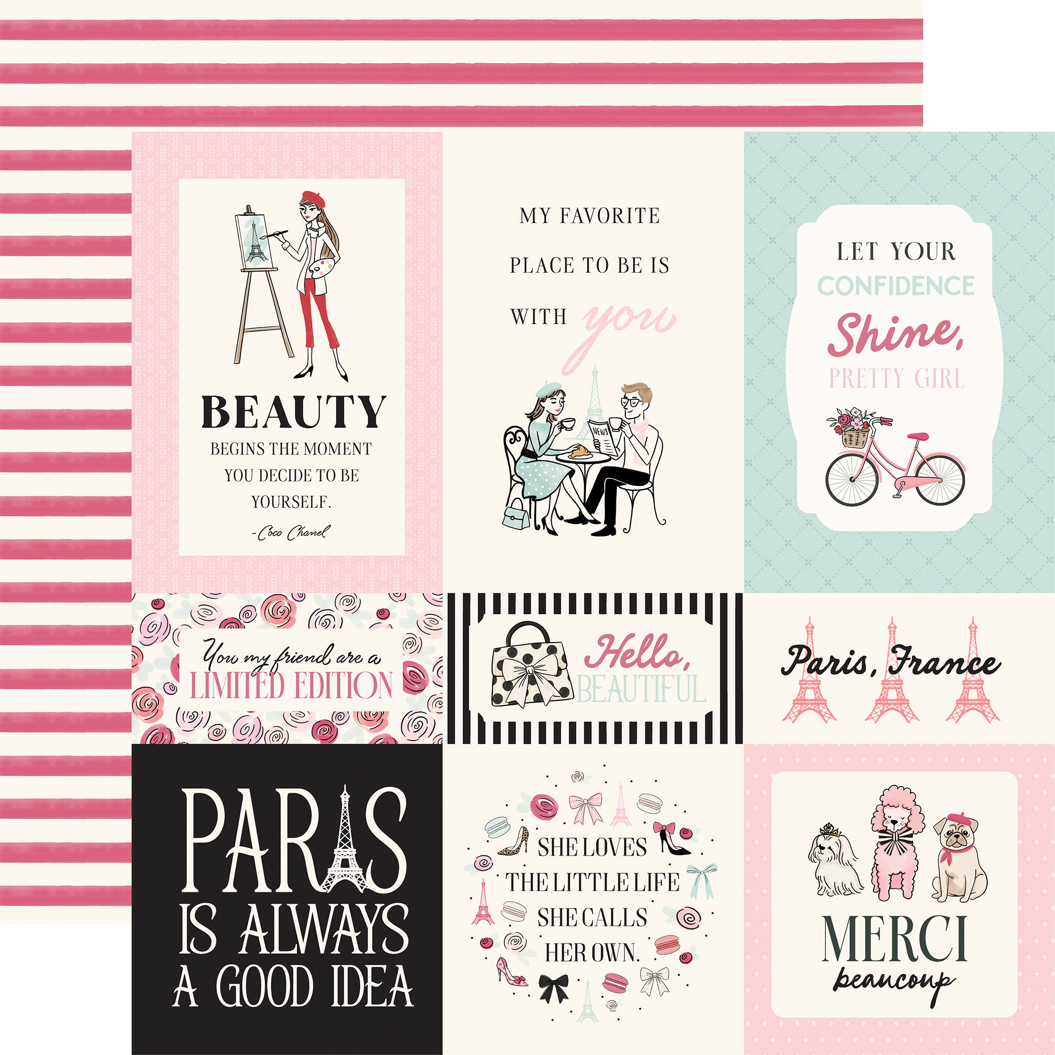 Carta Bella French Girl 12X12 Paris Journaling Cards