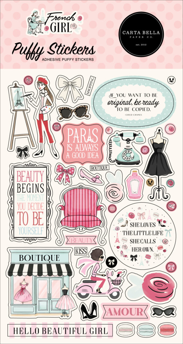 Carta Bella French Girl Puffy Stickers