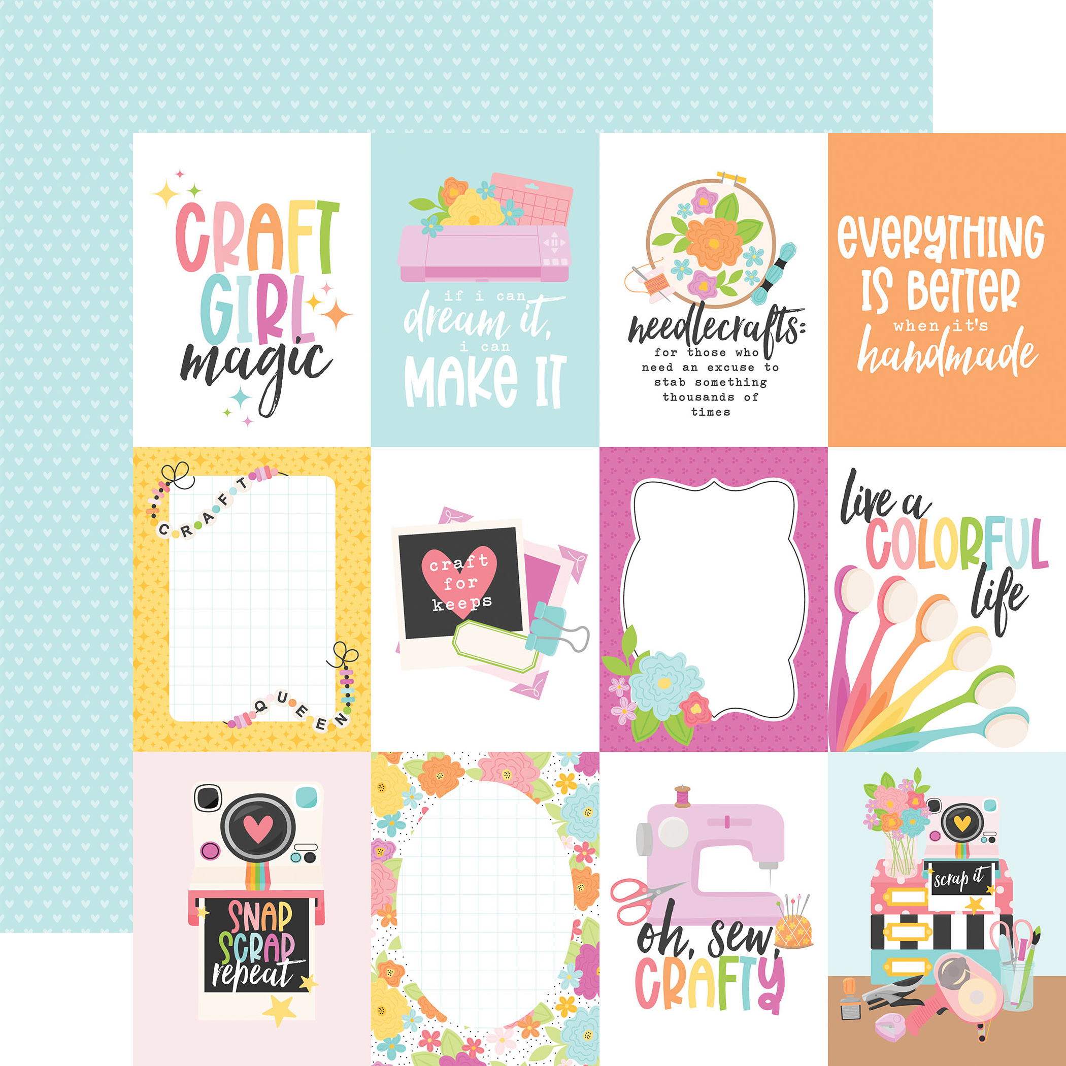 Echo Park Craft Room 12X12 3X4 Journaling Cards