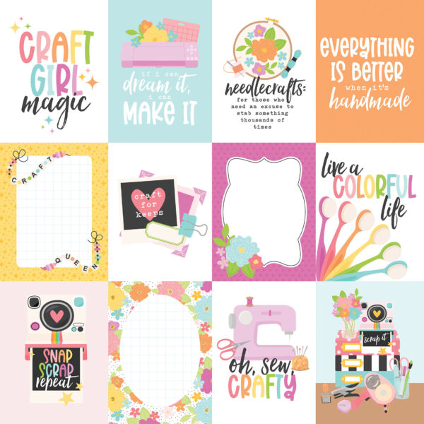Echo Park Craft Room 12X12 3X4 Journaling Cards