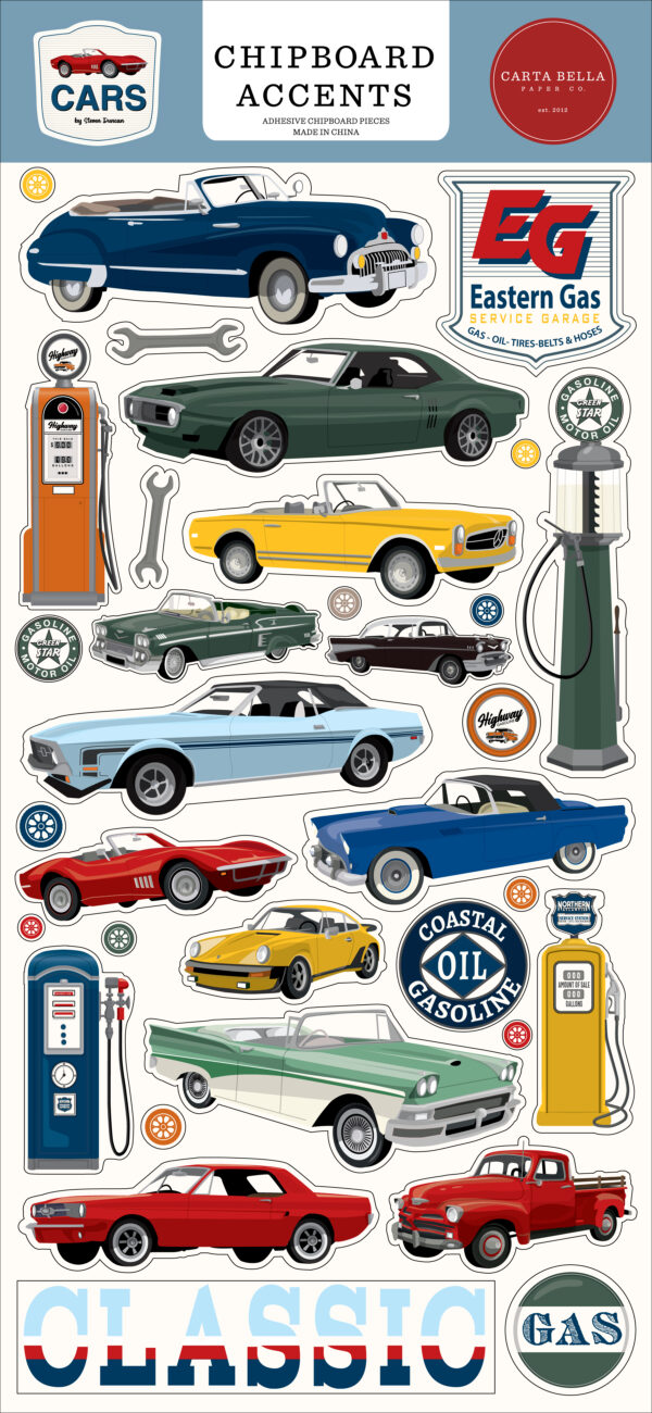 Carta Bella Cars 6X13 Chipboard Accents